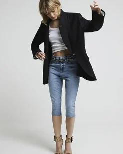 River Island rolled sleeve blazer Black Discount