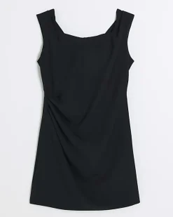 River Island ruched bodycon mini dress Black New