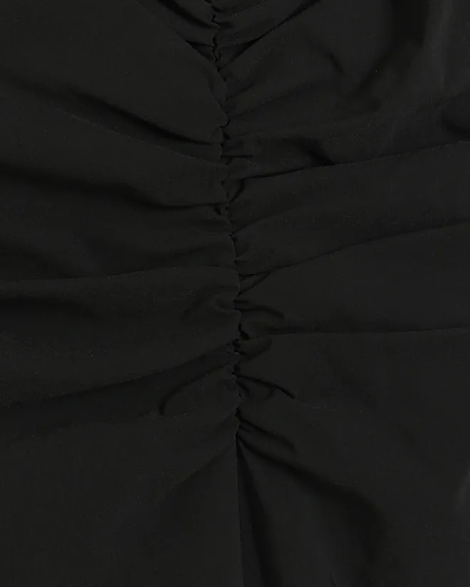 River Island ruched split bodycon midi dress Black Clearance