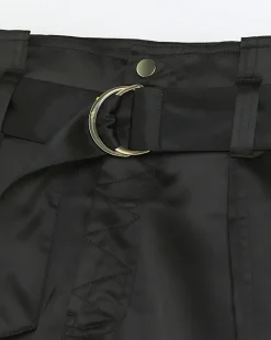 River Island Satin Belted Paperbag Trousers Black Outlet