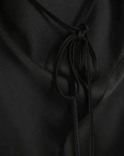 River Island satin belted slip midi dress Black New