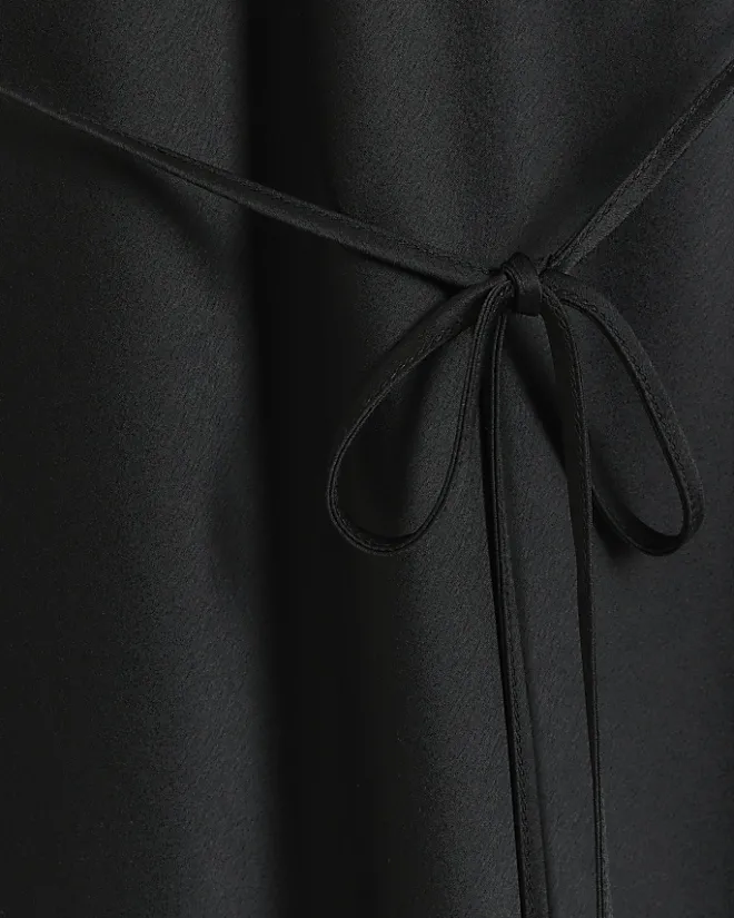 River Island satin frill trim slip midi dress Black Discount