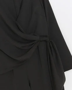 River Island satin knot detail jumpsuit Black Best