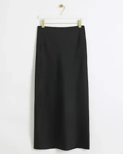 River Island satin maxi skirt Black Online