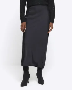 River Island satin maxi skirt Black Online