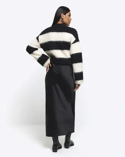 River Island Satin Midi Skirt Black Discount
