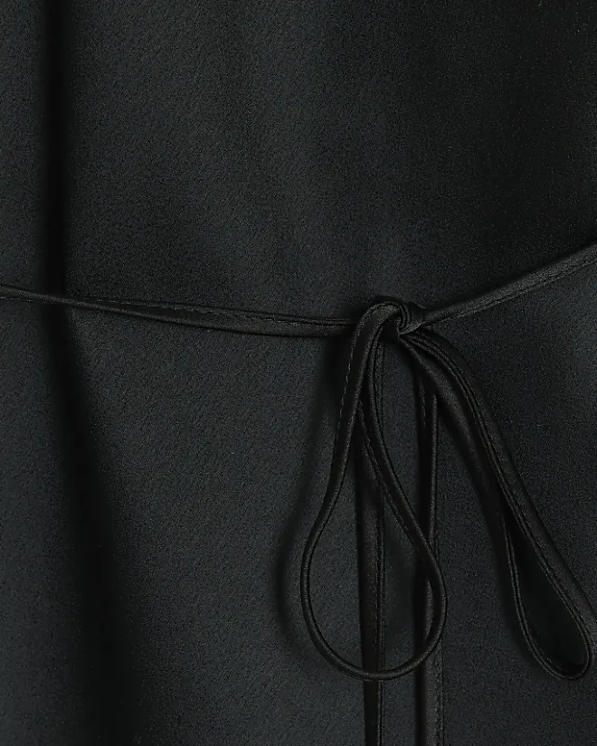 River Island satin strap slip midi dress Black Hot