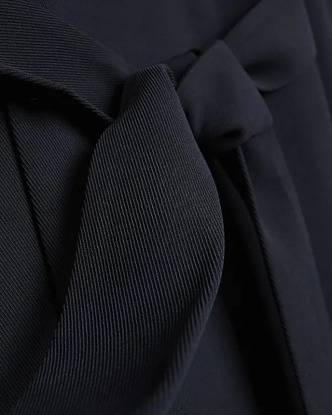 River Island Satin Tie Waist Duster Jacket Black Outlet