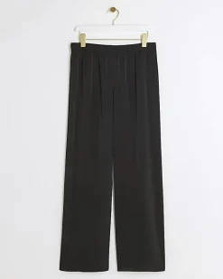 River Island satin wide leg trousers Black Fashion