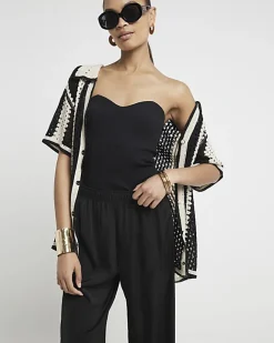 River Island satin wide leg trousers Black Fashion