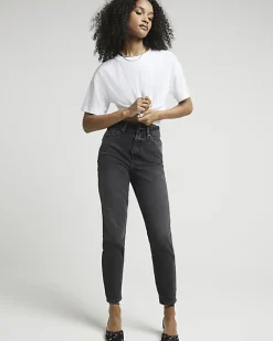 River Island Sculpt Mom Jeans Black New
