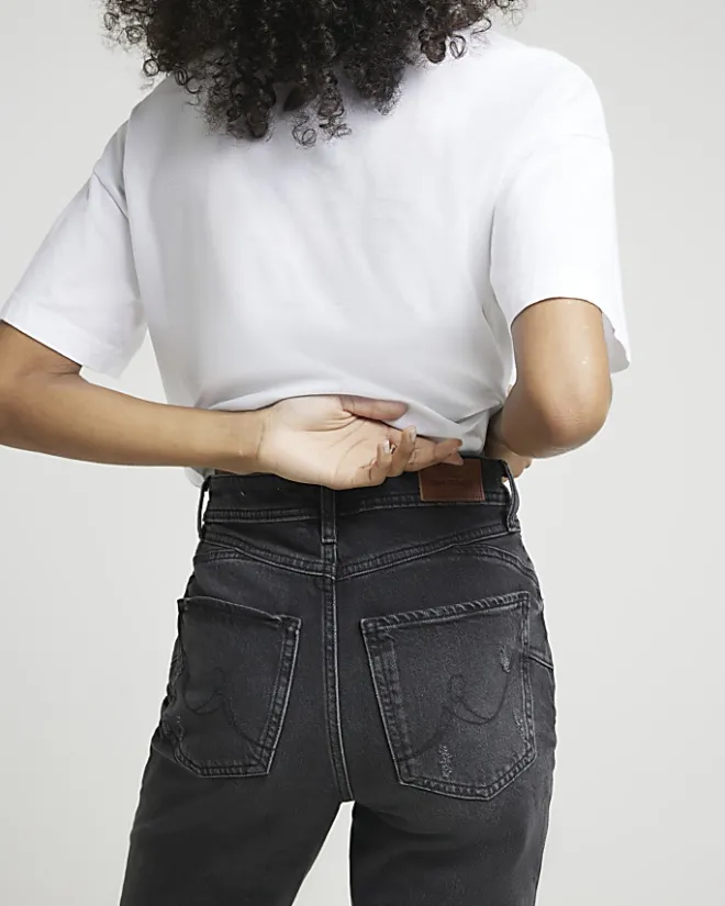 River Island Sculpt Mom Jeans Black New