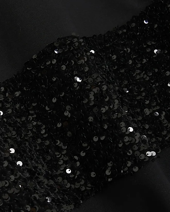 River Island sequin sweatshirt mini dress Black Sale