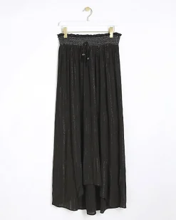 River Island shirred glitter maxi skirt Black Hot