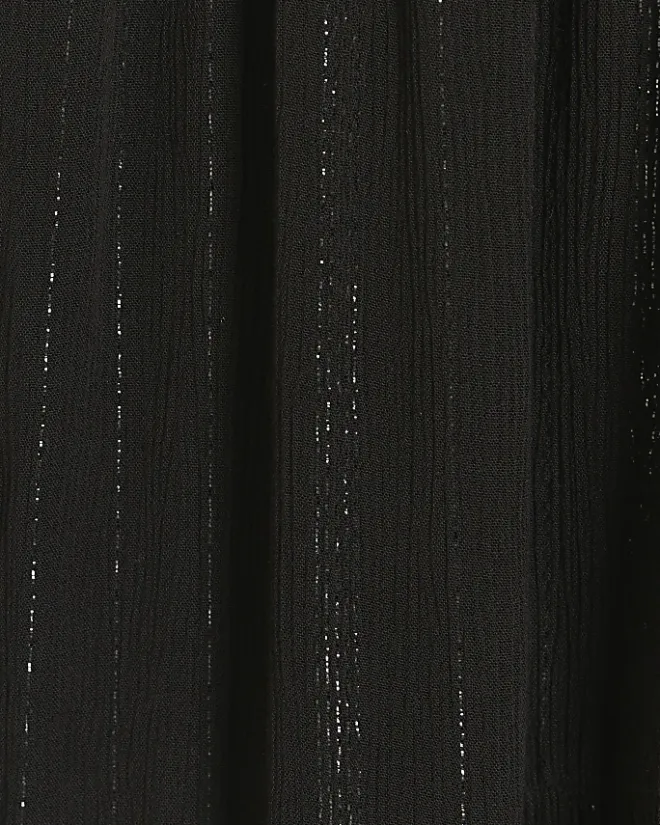 River Island shirred glitter maxi skirt Black Hot