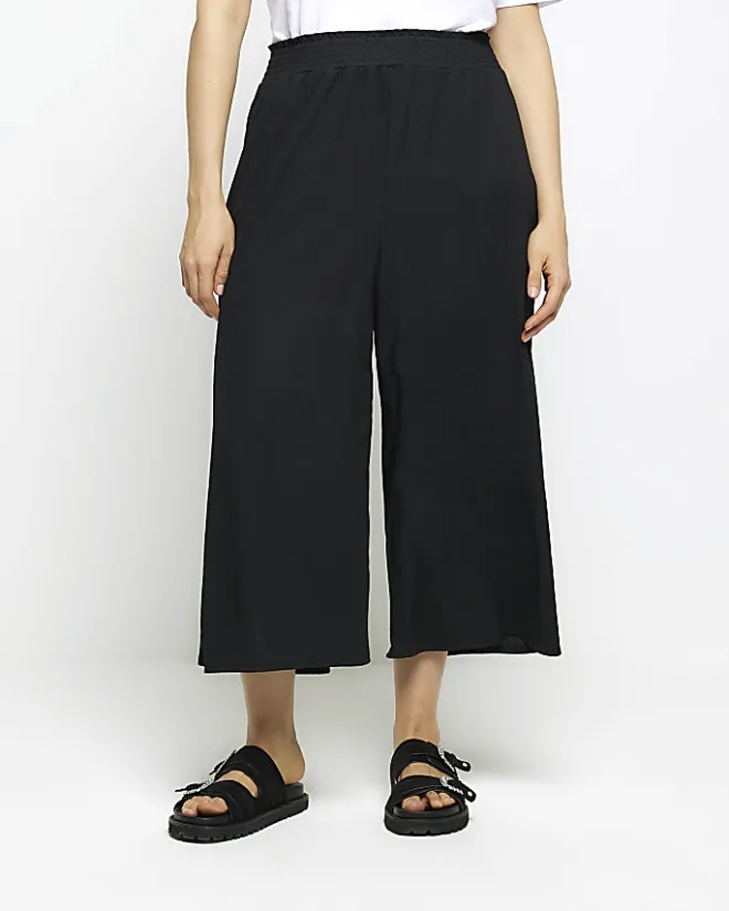 River Island Shirred Waist Culottes Black Hot