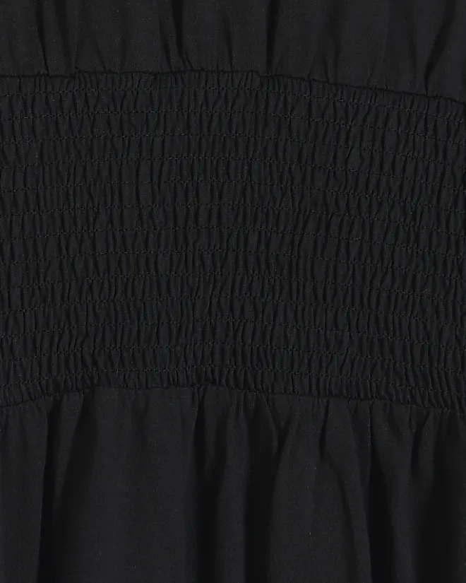 River Island shirred waist midi dress Black Outlet