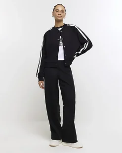 River Island side stripe bomber sweatshirt Black Hot