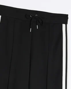 River Island side stripe wide leg joggers Black Hot