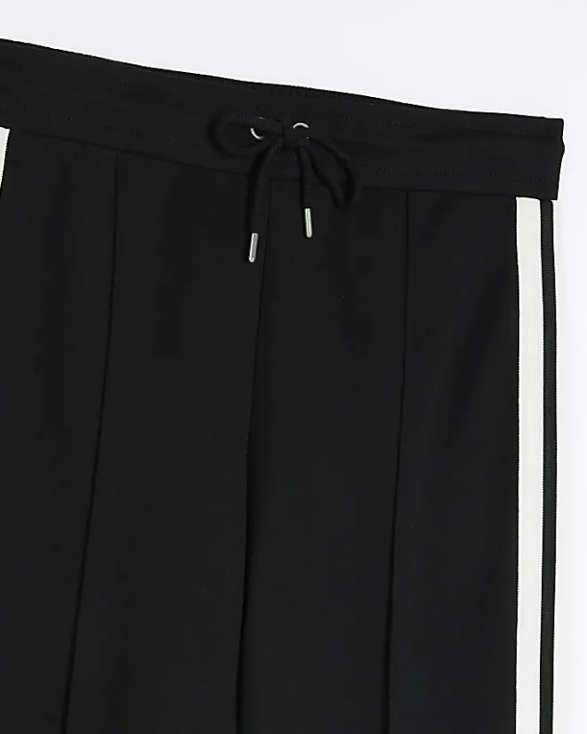 River Island side stripe wide leg joggers Black Hot