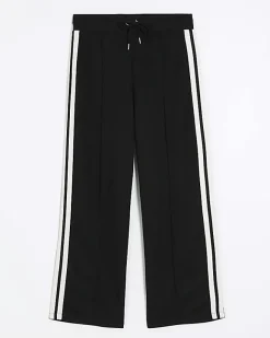 River Island side stripe wide leg joggers Black Hot