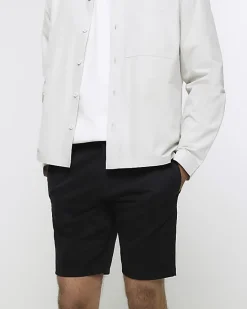 River Island skinny fit chino short Black Online