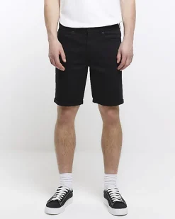 River Island skinny fit denim shorts Black Hot