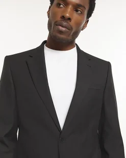 River Island skinny fit twill suit jacket Black Best