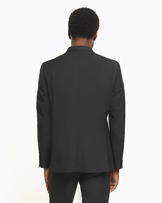 River Island skinny fit twill suit jacket Black Best