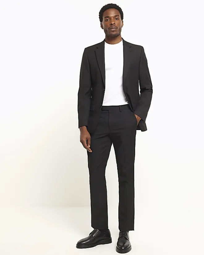River Island skinny fit twill suit jacket Black Best