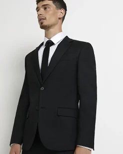River Island skinny fit twill suit jacket Black Hot