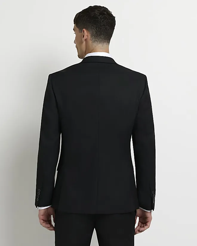 River Island skinny fit twill suit jacket Black Hot