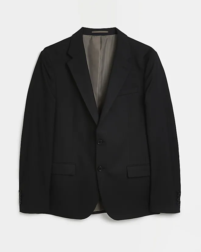 River Island skinny fit twill suit jacket Black Hot