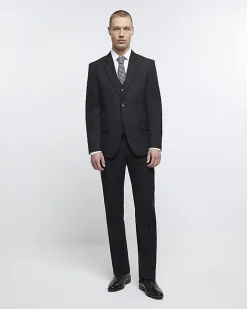 River Island skinny fit twill waistcoat Black Outlet