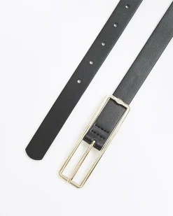 River Island slim buckle belt Black New