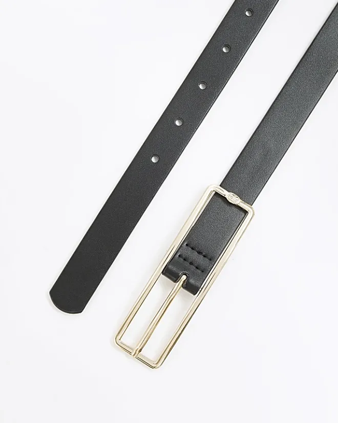 River Island slim buckle belt Black New