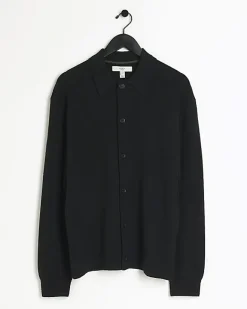 River Island slim fit boucle knit cardigan Black Outlet