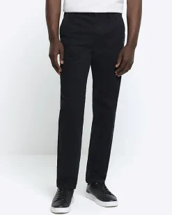 River Island slim fit casual chino trousers Black Fashion
