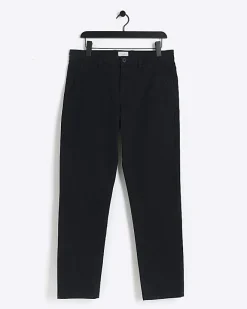 River Island slim fit casual chino trousers Black Fashion