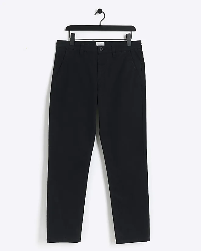 River Island slim fit casual chino trousers Black Fashion