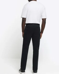 River Island slim fit casual chino trousers Black Fashion