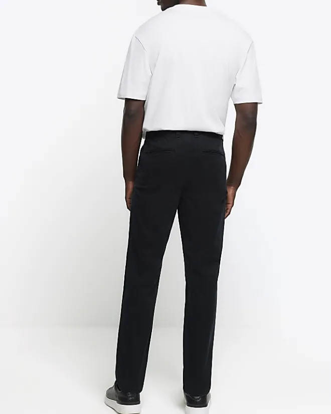 River Island slim fit casual chino trousers Black Fashion