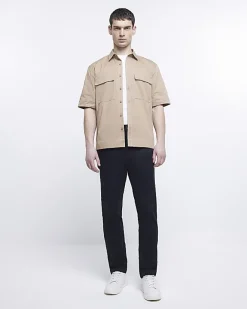 River Island slim fit casual chino trousers Black Sale