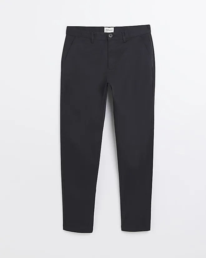 River Island slim fit casual chino trousers Black Sale
