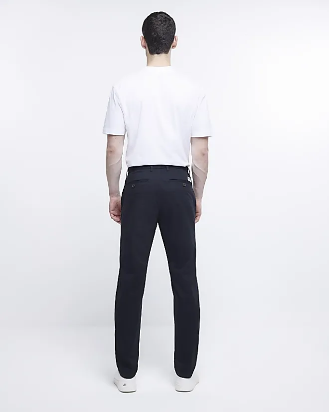 River Island slim fit casual chino trousers Black Sale