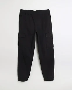 River Island slim fit cuffed cargo trousers Black Discount