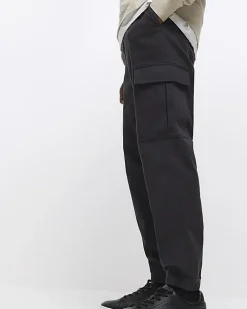 River Island slim fit cuffed cargo trousers Black Discount