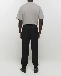 River Island slim fit cuffed smart joggers Black Fashion