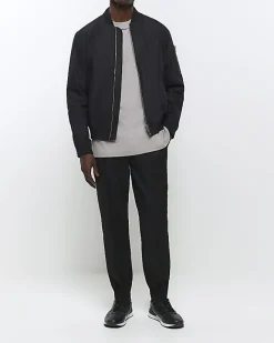 River Island slim fit cuffed smart joggers Black Fashion