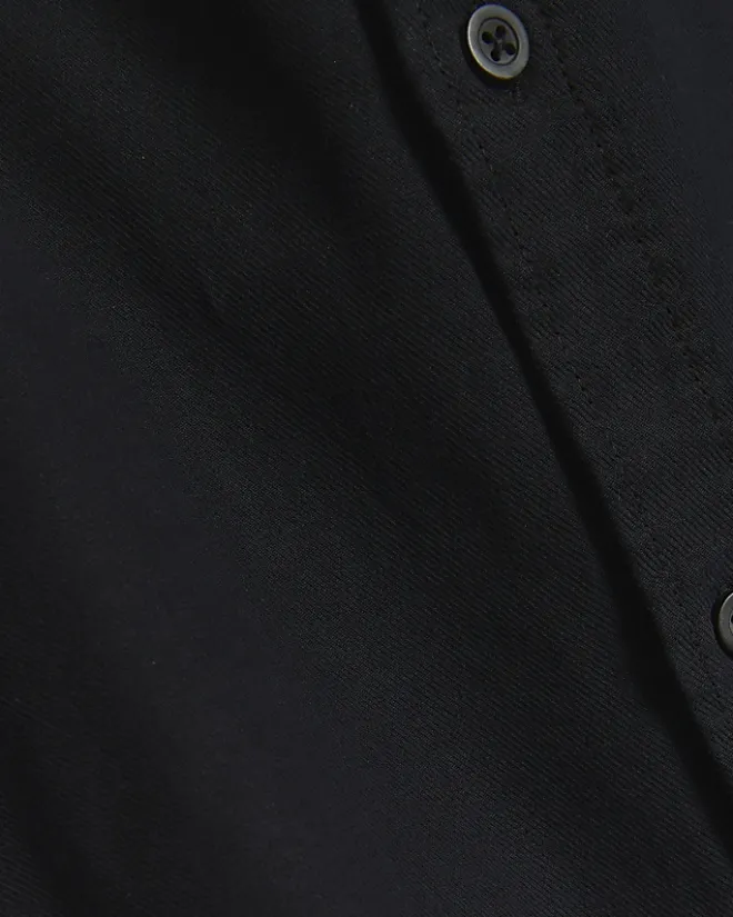 River Island slim fit grandad collar shirt Black Sale